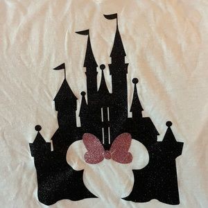Custom Minnie Mouse Castle on a White V-neck T-shirt